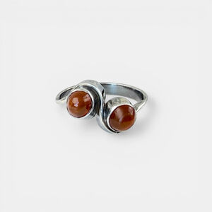 Vintage 1960s Modernist Sterling Silver Carnelian Ring, Scandinavian Style